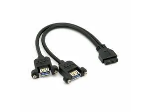 USB 3.0 Dual Ports A Female Screw Mount Type to Motherboard 20pin Header cable Black USB 3.0 Dual Ports A Female Screw Mount Type to Motherboard 20pin Header cable Black