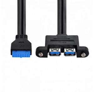 Dual Port USB 3.0 Female Type-A Panel Type to Motherboard 20Pin Header Cable 50cm Dual Port USB 3.0 Female Type-A Panel Type to Motherboard 20Pin Header Cable 50cm
