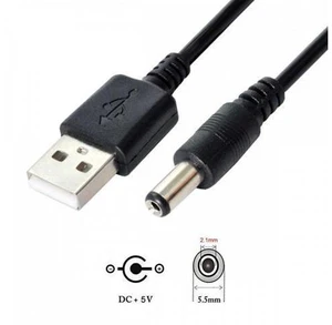 USB 2.0 A Type Male to 5.5x2.1mm DC Power Plug Barrel Connector 5V Cable 100cm USB 2.0 A Type Male to 5.5x2.1mm DC Power Plug Barrel Connector 5V Cable 100cm
