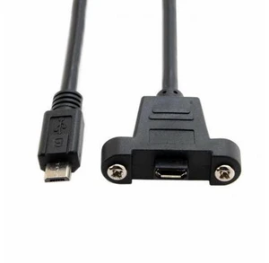 Micro USB 5Pin Male to Female Extension Panel Mount Type-Cable with Screws 50cm