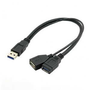 HKCY U3-041 Black USB 3.0 Male to Dual USB Female Extra Power Data Y Extension Cable for 2.5" Mobile Hard Disk HKCY U3-041 Black USB 3.0 Male to Dual USB Female Extra Power Data Y Extension Cable for 2.5" Mobile Hard Disk