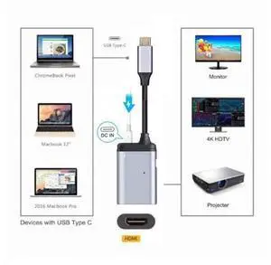 USB-C Type C to HDMI Converter HDTV Adapter 4K 60hz 1080p with Female PD Power Port USB-C Type C to HDMI Converter HDTV Adapter 4K 60hz 1080p with Female PD Power Port