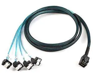 HKCY SF-064 Internal Mini SAS SFF-8643 Host to Angled 4 SATA Target Hard Disk 6Gbps Data Server Raid Cable 1m HKCY SF-064 Internal Mini SAS SFF-8643 Host to Angled 4 SATA Target Hard Disk 6Gbps Data Server Raid Cable 1m
