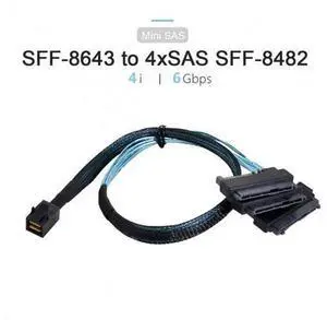 Internal Mini SAS SFF-8643 Host to 4 SAS 29Pin SFF-8482 Target Disk 6Gbps Data Server Raid Cable Internal Mini SAS SFF-8643 Host to 4 SAS 29Pin SFF-8482 Target Disk 6Gbps Data Server Raid Cable