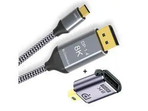 Reversible Mini DisplayPort DP Source to USB 3.1 Type C USB-C Displays Male 8K HDTV Cable for Laptop Monitor 1.8m Reversible Mini DisplayPort DP Source to USB 3.1 Type C USB-C Displays Male 8K HDTV Cable for Laptop Monitor 1.8m