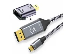 Reversible Mini DisplayPort DP Source to USB 3.1 Type C USB-C Displays Male 8K HDTV Cable for Laptop Monitor 1.8m Reversible Mini DisplayPort DP Source to USB 3.1 Type C USB-C Displays Male 8K HDTV Cable for Laptop Monitor 1.8m