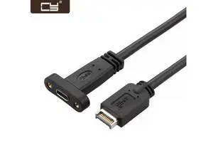 USB 3.1 Front Panel Header to USB-C Type-C Female Extension Cable 40cm with Panel Mount Screw UC-037 USB 3.1 Front Panel Header to USB-C Type-C Female Extension Cable 40cm with Panel Mount Screw UC-037