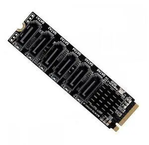 NGFF NVME M-Key PCI Express to SATA 3.0 6Gbps 6 Ports Adapter Converter Hard Drive Extension Card 2280 NGFF NVME M-Key PCI Express to SATA 3.0 6Gbps 6 Ports Adapter Converter Hard Drive Extension Card 2280