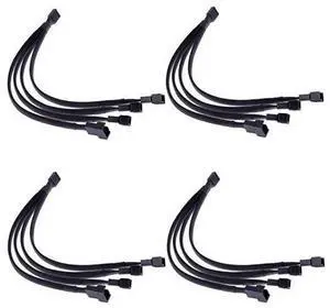 PWM Fan Splitter Cable 4 Pin Black Sleeved Case Fan Splitter Cable 1 to 4 Converter Braided Y Splitter Computer PC Fan Extension Power Cable 105 Inches 4 Pack PWM Fan Splitter Cable 4 Pin Black Sleeved Case Fan Splitter Cable 1 to 4 Converter Braided Y Splitter Computer PC Fan Extension Power Cable 105 Inches 4 Pack