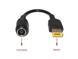 7.9*5.5mm Round Jack to Square Plug Adapter Charger Converter Cable For Lenovo Laptop 7.9*5.5mm Round Jack to Square Plug Adapter Charger Converter Cable For Lenovo Laptop