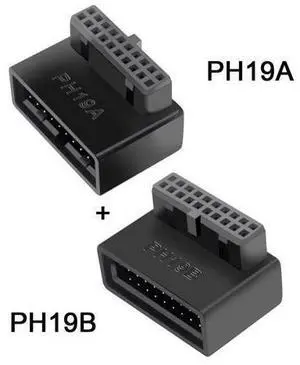 1Set Angled Overmold Extension Adapter Up & Down USB 3.0 20pin Male to Female 1Set Angled Overmold Extension Adapter Up & Down USB 3.0 20pin Male to Female