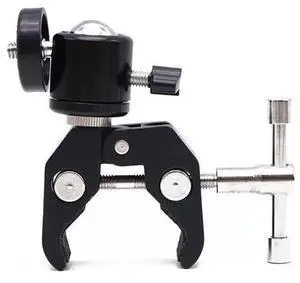 Universal Super Clip Clamp Mount with 1/4" Screw Ball Head Mount for Cameras Lights Umbrellas Hooks Shelves Plate Glass Universal Super Clip Clamp Mount with 1/4" Screw Ball Head Mount for Cameras Lights Umbrellas Hooks Shelves Plate Glass
