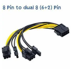 CPU 8pin to 2-port PCIE 8pin Dual PCI-Express 6+2pin Y Splitter Miner GPU Graphics Card Power Supply Cable Cord 18AWG 20CM (6Pin to Dual 8Pin) CPU 8pin to 2-port PCIE 8pin Dual PCI-Express 6+2pin Y Splitter Miner GPU Graphics Card Power Supply Cable Cord 18AWG 20CM (6Pin to Dual 8Pin)