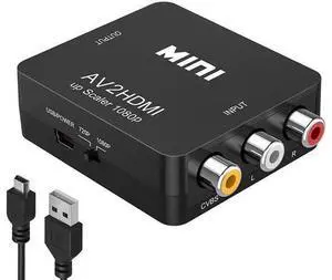 RCA to HDMI Converter, Amtake 1080P RCA Composite CVBS AV to HDMI Video Audio Converter Adapter Compatible with N64 Wii PS2 Xbox VHS VCR Camera DVD, Support PAL/NTSC with USB Power Cable RCA to HDMI Converter, Amtake 1080P RCA Composite CVBS AV to HDMI Video Audio Converter Adapter Compatible with N64 Wii PS2 Xbox VHS VCR Camera DVD, Support PAL/NTSC with USB Power Cable