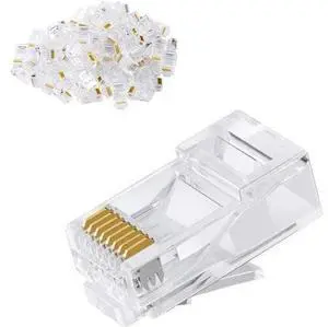 Cat6 RJ45 Ends, CableCreation 50-Pack Cat6 Connector, Cat6 / Cat5e RJ45 Connector, Ethernet Cable Crimp Connectors UTP Network Plug for Solid Wire and Standard Cable, Transparent Cat6 RJ45 Ends, CableCreation 50-Pack Cat6 Connector, Cat6 / Cat5e RJ45 Connector, Ethernet Cable Crimp Connectors UTP Network Plug for Solid Wire and Standard Cable, Transparent
