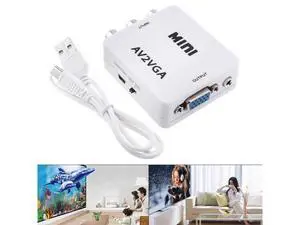 Portable AV to VGA Video Converter with 1080P Conversion Head Support AV Enaled Devices to VGA Enaled Devices Portable AV to VGA Video Converter with 1080P Conversion Head Support AV Enaled Devices to VGA Enaled Devices