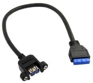 CYDZ Female USB 3.0 Single Port A Screw Mount Type to Up Angled Motherboard Header 20pin Cable 25cm CYDZ Female USB 3.0 Single Port A Screw Mount Type to Up Angled Motherboard Header 20pin Cable 25cm