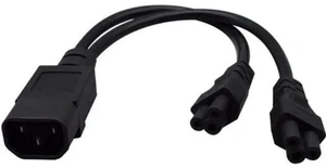1FT C14 Male PDU Style Computer Power Extension Cable Y Splitter Power Plug Cord (C14 to C5+C5) 1FT C14 Male PDU Style Computer Power Extension Cable Y Splitter Power Plug Cord (C14 to C5+C5)