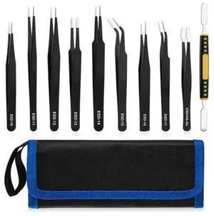 10 Pcs Precision Tweezers Set, Premium Craft Tweezers Kit, Stainless Steel Electronic ESD Tweezers,Anti-Static Tweezers 10 Pcs Precision Tweezers Set, Premium Craft Tweezers Kit, Stainless Steel Electronic ESD Tweezers,Anti-Static Tweezers