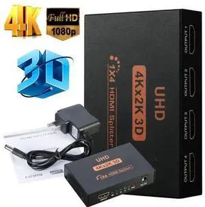 Full HD HDMI Splitter 1X4 4 Port Hub Repeater Amplifier v1.4 3D 1080p 1 in 4 out Full HD HDMI Splitter 1X4 4 Port Hub Repeater Amplifier v1.4 3D 1080p 1 in 4 out