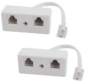 2 Pack White Plastic Telephone Line Splitter RJ11 2 Way Female to Male Adapter Converter Cables, RJ11 US Telephone Plug to RJ11 for Landline 2 Pack White Plastic Telephone Line Splitter RJ11 2 Way Female to Male Adapter Converter Cables, RJ11 US Telephone Plug to RJ11 for Landline