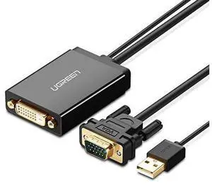 UGREEN MM119 1080P Full HD VGA to DVI Male to Female Adapter Cable for Computer, PC, Laptop, HDTV, Projector, DVD Graphics Card and More VGA / DVI Enabled Devices, Cable Length: 50cm UGREEN MM119 1080P Full HD VGA to DVI Male to Female Adapter Cable for Computer, PC, Laptop, HDTV, Projector, DVD Graphics Card and More VGA / DVI Enabled Devices, Cable Length: 50cm