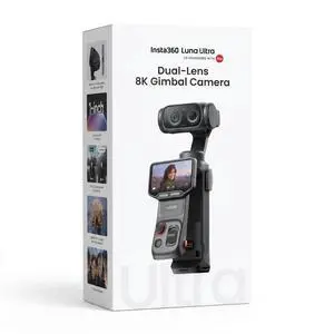 Insta360 Luna Ultra - 8K Vlogging Camera with Dual Leica Lenses, 12× Zoom, 1" Sensor, Detachable 2" Touchscreen, Triple AI Chip, Pocket Gimbal Camera for Vlog Photography-Cosmic Black Insta360 Luna Ultra - 8K Vlogging Camera with Dual Leica Lenses, 12× Zoom, 1" Sensor, Detachable 2" Touchscreen, Triple AI Chip, Pocket Gimbal Camera for Vlog Photography-Cosmic Black