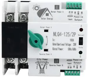 NLQ4-125/2P Transfer Switch Dual Power Fast Switching Automatic 230V AC 100A for Home Factory NLQ4-125/2P Transfer Switch Dual Power Fast Switching Automatic 230V AC 100A for Home Factory