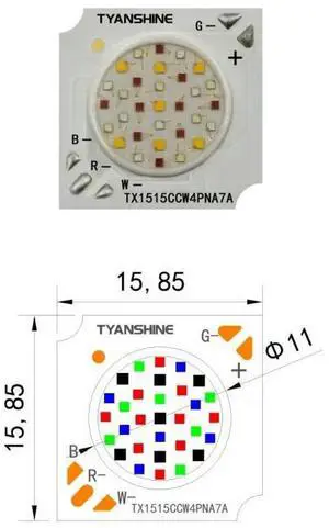 1515 RGBW COB LED Chip 50W 4-Color Full Color High CRI 90 115° Viewing Angle Integrated LED Bead 1515 RGBW COB LED Chip 50W 4-Color Full Color High CRI 90 115° Viewing Angle Integrated LED Bead