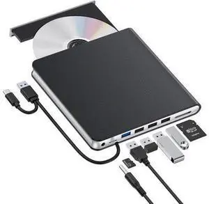 External CD DVD Drive for Laptop, USB 3.0 CD Burner External DVD Drive Portable DVD Player for Laptop with 4 USB and TF/SD Slots,Slim External CD Drive Compatible with Laptop Desktop Mac Windows Linux External CD DVD Drive for Laptop, USB 3.0 CD Burner External DVD Drive Portable DVD Player for Laptop with 4 USB and TF/SD Slots,Slim External CD Drive Compatible with Laptop Desktop Mac Windows Linux