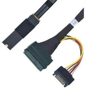 PCIe 5.0 M.2 to U.2 Adapter, M.2 to SFF-8639 U.2 NVMe SSD Cable with 15Pin Power, Left Exit, 1.6ft (50cm) PCIe 5.0 M.2 to U.2 Adapter, M.2 to SFF-8639 U.2 NVMe SSD Cable with 15Pin Power, Left Exit, 1.6ft (50cm)