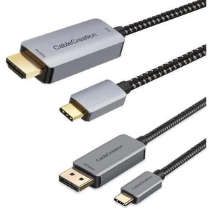 CableCreation USB C to HDMI Cable 3FT 4K@60Hz HDR Bundle with USB-C to DisplayPort Cable 6FT 4K@60Hz, Nylon Braided Cord Compatible for MacBook/Pro/Air, Galaxy S20/ S10, LG V30, Aluminum CableCreation USB C to HDMI Cable 3FT 4K@60Hz HDR Bundle with USB-C to DisplayPort Cable 6FT 4K@60Hz, Nylon Braided Cord Compatible for MacBook/Pro/Air, Galaxy S20/ S10, LG V30, Aluminum