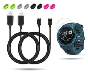 for Garmin Instinct Charger2PACK Charging Clip Sync Data Cable and 2Pcs HD Tempered Glass Screen Protector and 8Pcs Charger Port Protector for Garmin Instinct Smart Watch for Garmin Instinct Charger2PACK Charging Clip Sync Data Cable and 2Pcs HD Tempered Glass Screen Protector and 8Pcs Charger Port Protector for Garmin Instinct Smart Watch