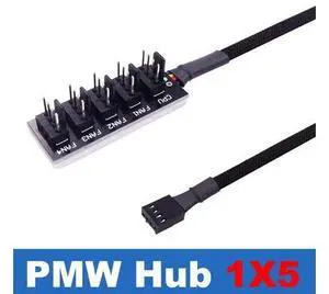 Sleeved PWM Fan Hub Splitter w/ LED RGB Lights Switch,Motherboard CPU Fan 4 Pin to 5 Way Adapter Cable for 4-Pin &(PWM 1X5) (30CM) Sleeved PWM Fan Hub Splitter w/ LED RGB Lights Switch,Motherboard CPU Fan 4 Pin to 5 Way Adapter Cable for 4-Pin &(PWM 1X5) (30CM)