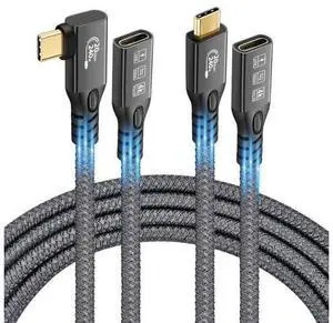 20Gbps/240W/USB C 3.2 Gen2 Male to Female Cable 2Pack(90 Degree 3ft+Straight 3ft), 4K@60Hz Video and Audio Output Cord,48V/5A USB C Male Cable,Suport Thunderbolt 3 for MacBook Pro,Monitor 20Gbps/240W/USB C 3.2 Gen2 Male to Female Cable 2Pack(90 Degree 3ft+Straight 3ft), 4K@60Hz Video and Audio Output Cord,48V/5A USB C Male Cable,Suport Thunderbolt 3 for MacBook Pro,Monitor