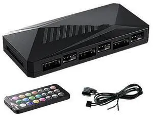 FOR 6P ARGB 6-Way Splitter 5V 3Pin Fan Controller Hub SATA Powered 4Pin PWM Standoff Hub for PC Case FOR 6P ARGB 6-Way Splitter 5V 3Pin Fan Controller Hub SATA Powered 4Pin PWM Standoff Hub for PC Case
