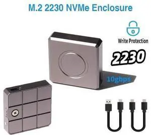 M2 SSD Case M.2 NVME 2230 SSD Enclosure USB 3.2 10Gbps To NVMe M-Key External Solid State Drive Case with Write Protection M2 SSD Case M.2 NVME 2230 SSD Enclosure USB 3.2 10Gbps To NVMe M-Key External Solid State Drive Case with Write Protection