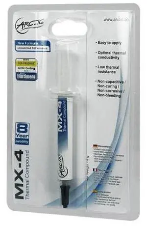 ARCTIC MX-4 Thermal Compound Paste, Carbon Based High Performance, Heatsink Paste, Thermal Compound CPU for All Coolers, Thermal Interface Material - 4 Grams ARCTIC MX-4 Thermal Compound Paste, Carbon Based High Performance, Heatsink Paste, Thermal Compound CPU for All Coolers, Thermal Interface Material - 4 Grams