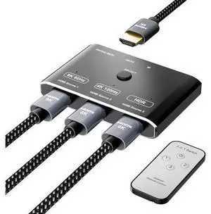 CABLEDECONN 3 Port HDMI 2.1 HDR 3In 1Out 8K Switcher with Remote Control Directional 8K@60Hz 4K@120Hz HDR 48Gbps 3D HDMI Video Converter Compatible with PS5 Xbox x HDMI TVs Monitors CABLEDECONN 3 Port HDMI 2.1 HDR 3In 1Out 8K Switcher with Remote Control Directional 8K@60Hz 4K@120Hz HDR 48Gbps 3D HDMI Video Converter Compatible with PS5 Xbox x HDMI TVs Monitors