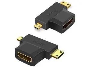 2 in 1 HDMI Female to Mini HDMI Micro HDMI Adapter,Mini/Micro HDMI Male to HDMI Female Universal Adapter with Gold-Plated Connector 2 Pack 2 in 1 HDMI Female to Mini HDMI Micro HDMI Adapter,Mini/Micro HDMI Male to HDMI Female Universal Adapter with Gold-Plated Connector 2 Pack