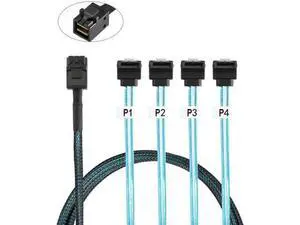 SFF-8643 Internal Mini SAS Host to Angled 4 SATA Target Hard Disk 6Gbps Data Server Raid Cable 1m SFF-8643 Internal Mini SAS Host to Angled 4 SATA Target Hard Disk 6Gbps Data Server Raid Cable 1m