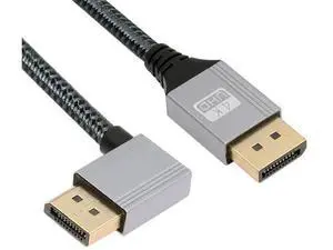 Left Angled DP to DP Cable 4K 60hz 90 Degree DisplayPort Cable Silver Sleeve Ultra-HD UHD for Desktop Laptop Monitor Graphics Card,1m Left Angled DP to DP Cable 4K 60hz 90 Degree DisplayPort Cable Silver Sleeve Ultra-HD UHD for Desktop Laptop Monitor Graphics Card,1m