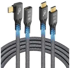 20Gbps/240W/USB C 3.2 Gen 2 Cable 2Pack (M/M Straight Cable 3FT + M/F 90 Degree Cable 3FT),4K@60Hz Video and Audio Output Cord,48V/5A USB C Male Cable,Suport Thunderbolt 3 for MacBook,Monitor 20Gbps/240W/USB C 3.2 Gen 2 Cable 2Pack (M/M Straight Cable 3FT + M/F 90 Degree Cable 3FT),4K@60Hz Video and Audio Output Cord,48V/5A USB C Male Cable,Suport Thunderbolt 3 for MacBook,Monitor