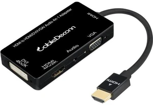 Multiport 4-in-1 HDMI to HDMI DVI 4K VGA Adapter Cable with Audio Output Adapter Converter (Black) Multiport 4-in-1 HDMI to HDMI DVI 4K VGA Adapter Cable with Audio Output Adapter Converter (Black)