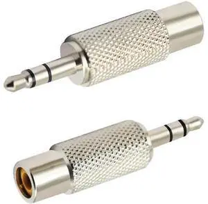 RCA to 3.5MM Audio Adapter Metal 3.5mm (1/8 Inch) Stereo Plug Male to RCA Female Jack Adaptor Connector(Silver)(2 Packs, 3-Pole) RCA to 3.5MM Audio Adapter Metal 3.5mm (1/8 Inch) Stereo Plug Male to RCA Female Jack Adaptor Connector(Silver)(2 Packs, 3-Pole)