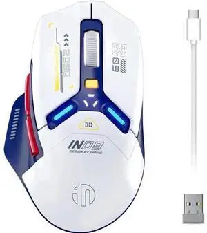 Wireless Gaming Mouse, True Tri-Mode Bluetooth/Type-C Wired/2.4G RF Wireless Mouse, 10000 DPl, Fully Programmable, RGB Backlit, Rechargeable Wireless Computer Mouse for Laptop PC Mac-White-Blue Wireless Gaming Mouse, True Tri-Mode Bluetooth/Type-C Wired/2.4G RF Wireless Mouse, 10000 DPl, Fully Programmable, RGB Backlit, Rechargeable Wireless Computer Mouse for Laptop PC Mac-White-Blue