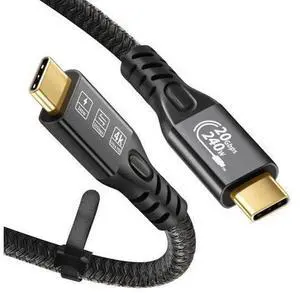 USB C 3.2 Gen-2 240W Straight Extension Cable 2m 6.6ft Data Transfer 20Gbps 48V/5A Charging Cable Type-C 4K Video Output Compatible with Thunderbolt 3 USB-C Computers USB C 3.2 Gen-2 240W Straight Extension Cable 2m 6.6ft Data Transfer 20Gbps 48V/5A Charging Cable Type-C 4K Video Output Compatible with Thunderbolt 3 USB-C Computers