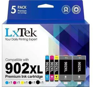 LxTek Compatible Ink Cartridge Replacement 902 XL 902XL to use with Officejet 6978 6954 6962 6968 6975 Printers (5 Pack) LxTek Compatible Ink Cartridge Replacement 902 XL 902XL to use with Officejet 6978 6954 6962 6968 6975 Printers (5 Pack)