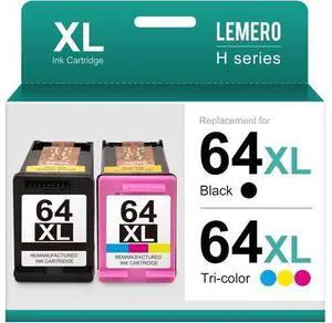 LEMERO Remanufactured 64 Ink Cartridge Replacement 64XL 64 XL Combo Pack for Envy Photo 7855 7155 7858 7800 6255 6230 7820 Printer (Black and Color, 2 Pack) 64XL Tango Ink Cartridges LEMERO Remanufactured 64 Ink Cartridge Replacement 64XL 64 XL Combo Pack for Envy Photo 7855 7155 7858 7800 6255 6230 7820 Printer (Black and Color, 2 Pack) 64XL Tango Ink Cartridges