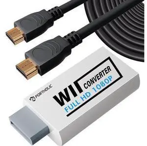 Wii to HDMI Converter 1080P with 5FT/1.5M High Speed HDMI Cable Wii2 HDMI Adapter Video&Audio with 3.5mm Jack Audio Support All Wii Display 720P Compatible with HD Device(Plug and Play) Wii to HDMI Converter 1080P with 5FT/1.5M High Speed HDMI Cable Wii2 HDMI Adapter Video&Audio with 3.5mm Jack Audio Support All Wii Display 720P Compatible with HD Device(Plug and Play)